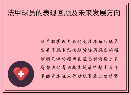 法甲球员的表现回顾及未来发展方向